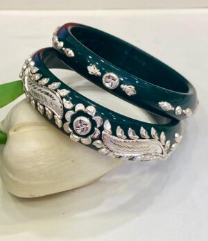 99.5 pure silver FloraLeaf Green Bracelet Pola