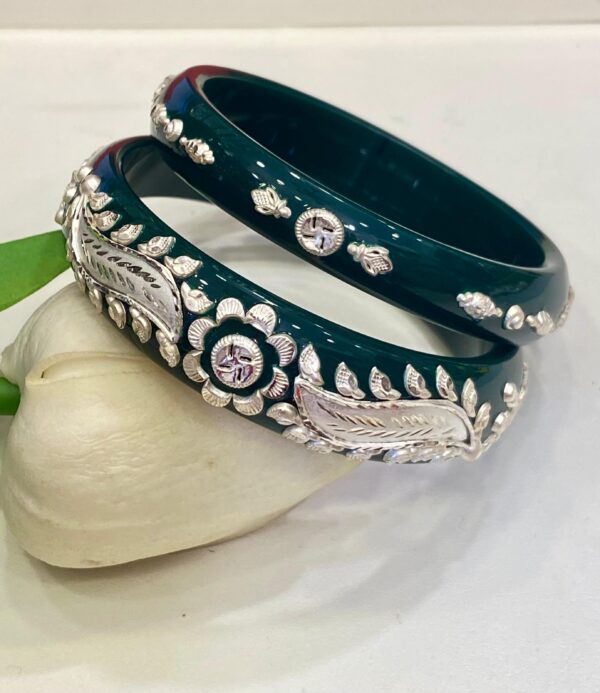 99.5 pure silver FloraLeaf Green Bracelet Pola