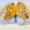 Cross line FloraPetal Bracelet sankha (non minekari) pair
