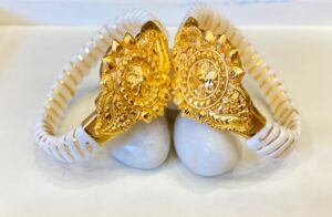 Cross line FloraPetal Bracelet sankha (non minekari) pair