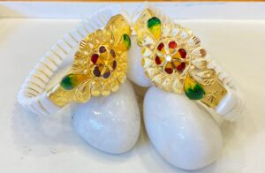 Cross line Floral Bracelet minekari Original sankha (pair)
