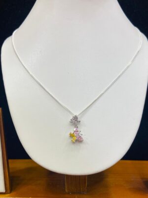 92.5 Pure Silver Butterfly and flower Pendant  (without chain)