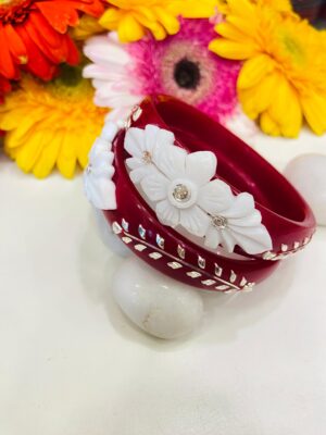 99.5 Pure Silver Original Shankha Mukh noksha Bracelet pola (pair)
