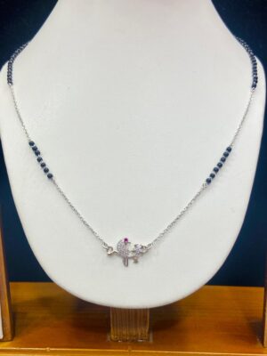 92.5 pure Silver Bird and pink stony Mangalsutra