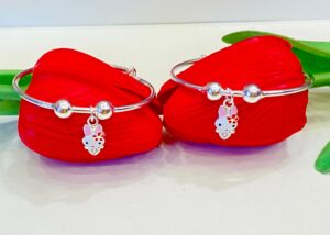 92.5 Pure Silver Teddy And Flower Design baby bangles