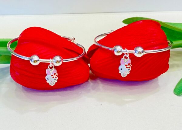 92.5 Pure Silver Teddy And Flower Design baby bangles
