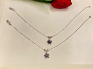 92.5 Hallmark Silver Payal with Flora Pendants (pair)