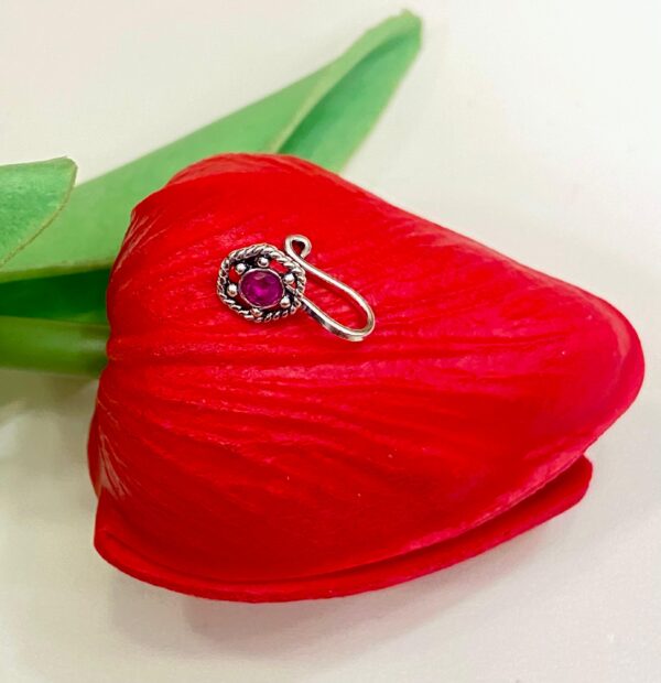 92.5 Hallmark Silver Pink Glamour NosePin