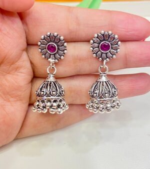 92.5 pure Silver Rubia Mini Jhumka