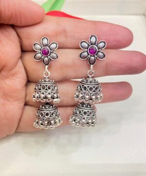 92.5 pure Silver Rubia Dual Jhumka