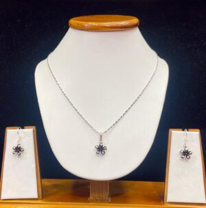 92.5 Pure Silver GreyFlora Pendant With Tops with chain