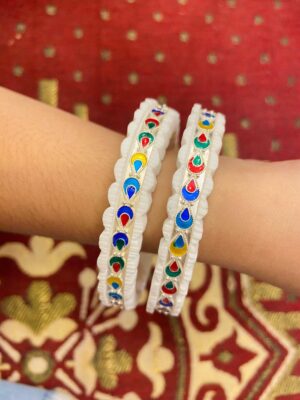 99.5 pure Silver Pat Pradip sankha pair