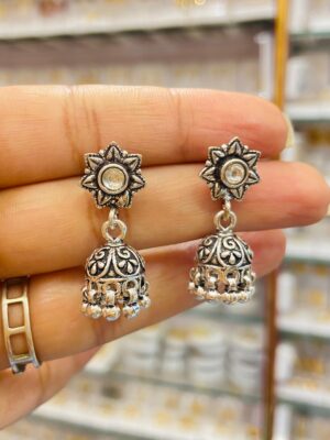 92.5 pure Silver Ramica Stony Jhumka