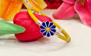 Blue Ellora pure silver minekari yellow noya (single)
