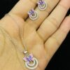 92.5 Pure Silver PinkFlyOnRings Pendant With Tops with chain