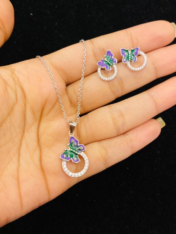 92.5 Pure Silver ButterFlyOnRings Pendant With Tops with chain