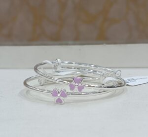 92.5 Pure Silver Flower Purple Baby Bangles (CN 13/130)