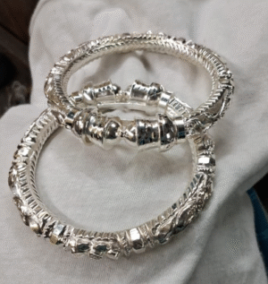 92.5 Pure Silver Duo GlassMukh Farfo Bala (Pair)