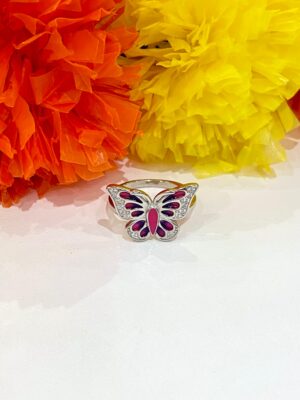92.5 Silver Avira Butterfly finger ring (size )