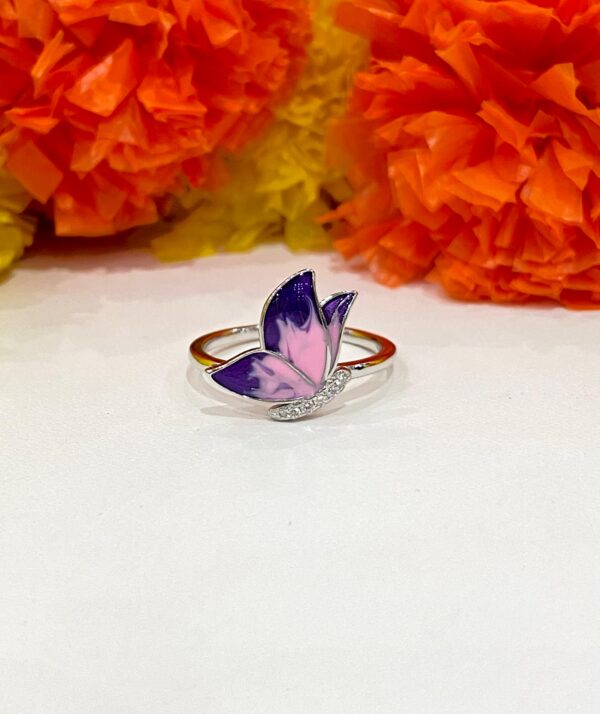 92.5 Silver Mini Butterfly finger ring (size )