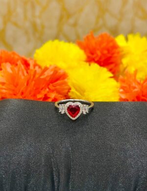 92.5 Silver RedHeart finger ring (size )