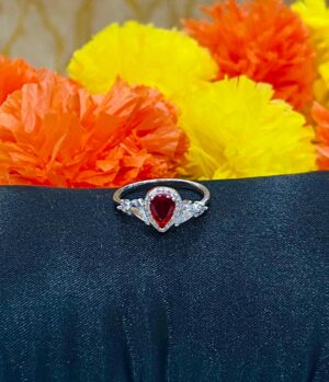 92.5 Silver RedDrop finger ring (size )