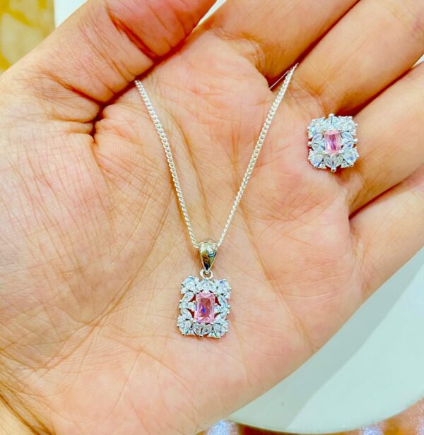 92.5 Pure Silver Pink Squad Pendant with tops (without chain)