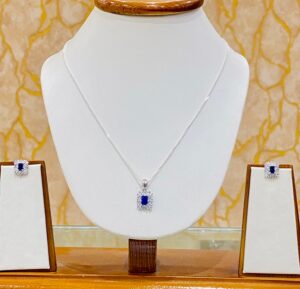 92.5 Pure Silver Blue Squad Pendant with tops (without chain)