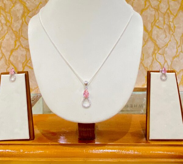 92.5 Pure Silver PinkPapillon Pendant with tops (without chain)