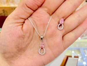 92.5 Pure Silver PinkPapillon Pendant with tops (without chain)
