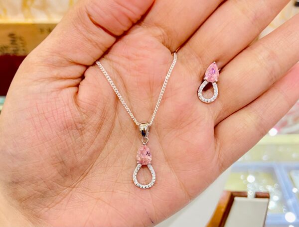 92.5 Pure Silver PinkPapillon Pendant with tops (without chain)
