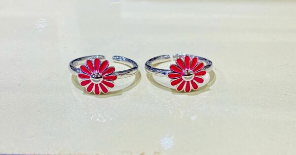 99.5 pure PinkSunFlora toe ring (pair)
