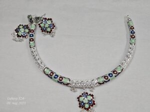 92.5 pure Silver minekari Hexa manipuri hasuli cum necklace
