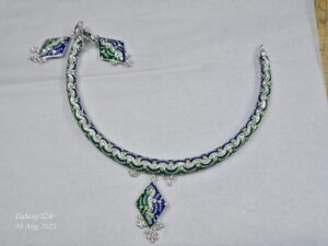 92.5 pure Silver minekari Rhombus manipuri hasuli cum necklace