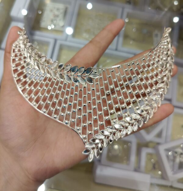 92.5 pure Silver petallica designer necklace cum choker (no ear ring)