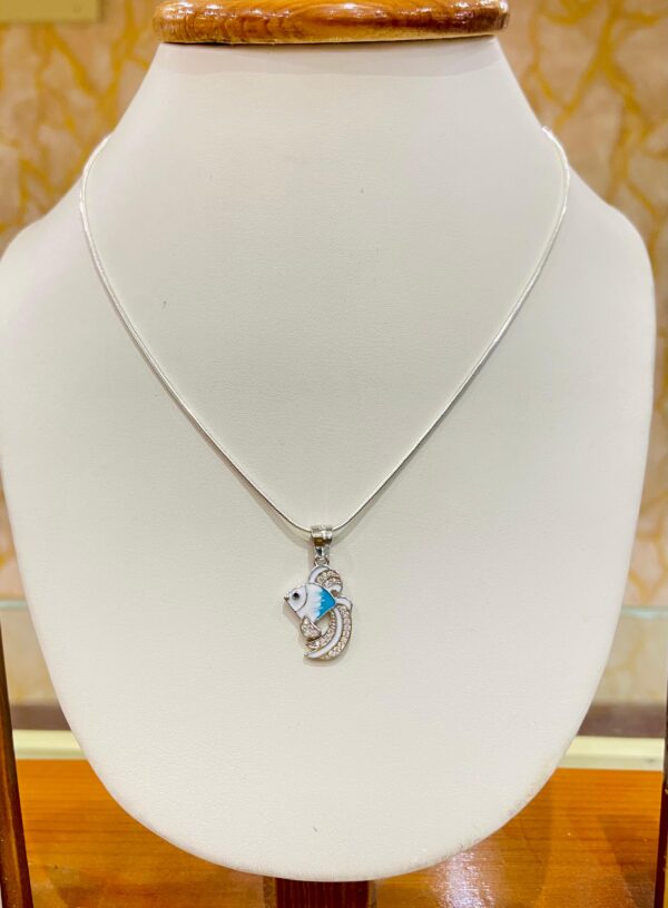 92.5 Pure Silver Blue Fish Pendant (without chain)