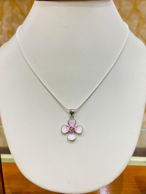 92.5 Pure Silver Pink Floral Pendant (without chain)