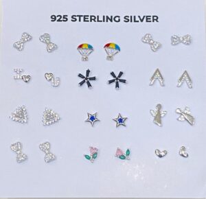 92.5 Pure Silver Variety Stone Earrings (Pair)