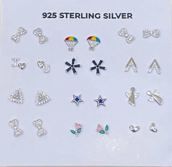92.5 Pure Silver Variety Stone Earrings (Pair)
