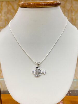 92.5 Pure Silver White Fishy Pendant (without chain)