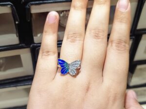 92.5 Silver Sterling Butterfly Finger Ring (Size-9)