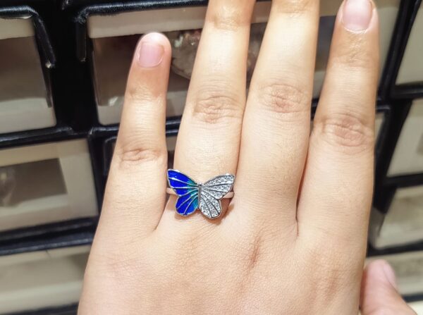 92.5 Silver Sterling Butterfly Finger Ring (Size-9)