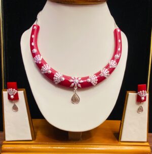 99.5 Pure Silver Floral Pola Necklace