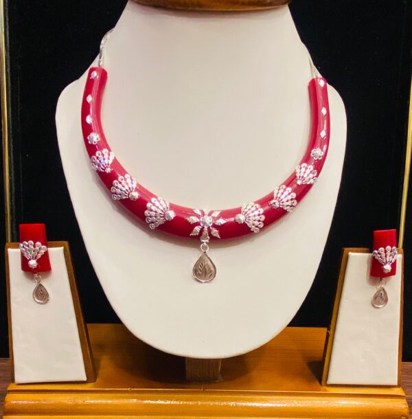 99.5 Pure Silver Floral Pola Necklace