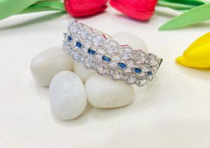 Beautiful Hexagon Circle With AD Blue Stone Bangles