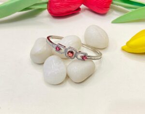 Beautiful Square Crystal With AD Pink Stone Bangles