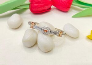 Beautiful Oval Shape With AD Orange Stone Bangles