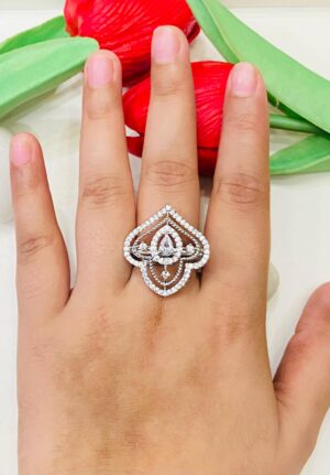 Beautiful Temple Design With AD Stone Finger Ring
