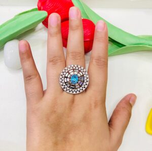 Stylish Multi Circle Box Design With AD Stone Finger Ring