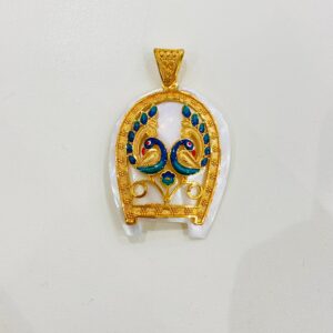 Double Peacock Kulo Shape Shell Pendant (Without Earrings)
